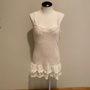 Anthropologie Knitted & Knotted Lace Trim Tank